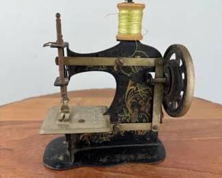 Vintage German Hand Painted Miniature Sewing Machine Cast Iron
