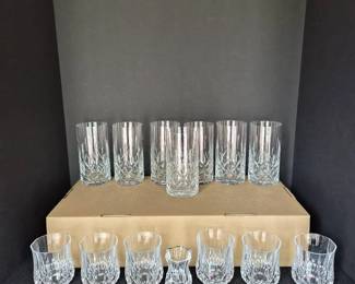 Crystal Glassware Highball and Rocks Glasses, Bud Vase