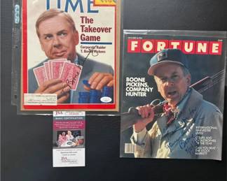 T. Boone Pickens Signed Fortune And Authenticated Signed TIME Magazines