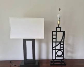 Two Table Lamps with Metal Bases