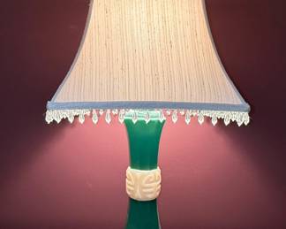 Art Deco Style Green and White Glass Table Lamp