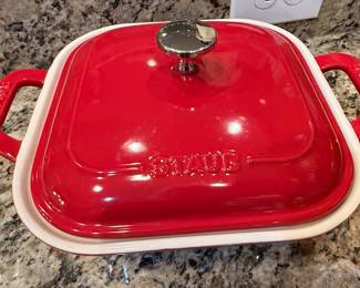 Staub Cherry Red 9" Square Enameled Cast Iron Baker with Lid