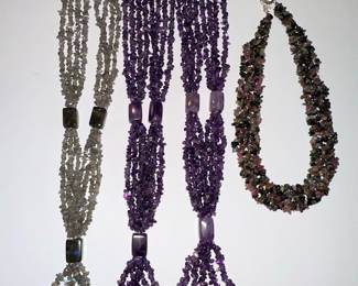Assorted Multi-Strand Gemstone Chip Necklaces