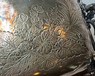 Victorian Style Silver Plated Biscuit Barrel with Branch Handle