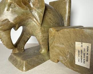 Soapstone Elephant Bookends Made in India