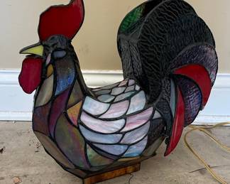 Tiffany Style Stained Glass Rooster Lamp