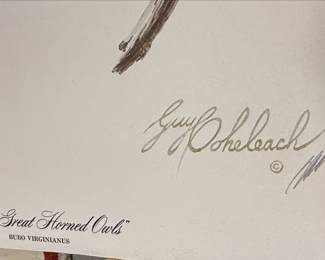 Guy Coheleach Young Great Horned Owls Signed Print