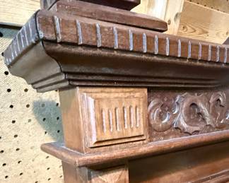 Renaissance Revival Style Carved Oak Bed Frame, Full Size
