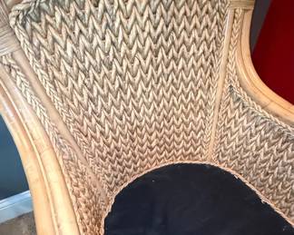 Braided Rattan Wicker Armchair and Ottoman Set