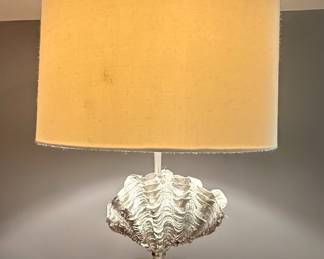 Silver Leaf Clam Shell and Glass Table Lamp