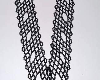 MGI Black Beaded Net Collar Necklace