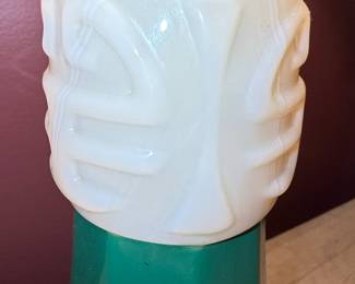Art Deco Style Green and White Glass Table Lamp