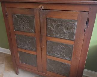Punched Tin Panel Pie Safe Style Cabinet
