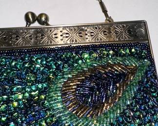 Peacock Beaded Clutch Evening Bag