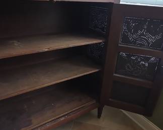 Punched Tin Panel Pie Safe Style Cabinet