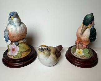 Andrea by Sadek Bird Figurines - Bluebird, Kingfisher, Sparrow Set