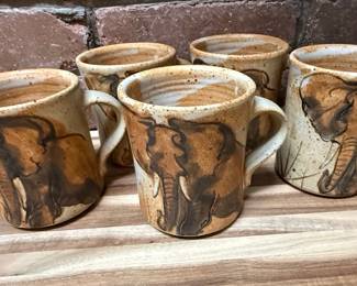 Studio Pottery Elephant Mugs