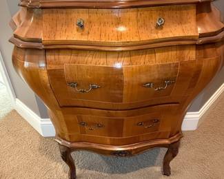 Italian Olive Wood Bombe Commode