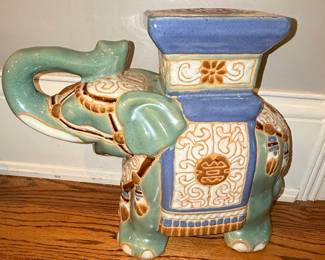 Pair of Vintage Chinoiserie Ceramic Elephant Plant Stands