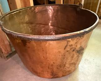 Copper Wash Boiler Style Tub with Iron Rim and Handles