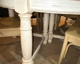 Roundhill Furniture Prato 5-Piece Round Dining Table Set with Cross Back Chairs, Antique White and Distressed Oak