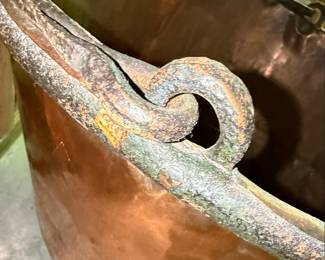 Copper Wash Boiler Style Tub with Iron Rim and Handles