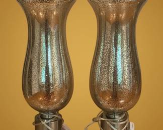 Gold Mercury Glass Style Hurricane Lamps