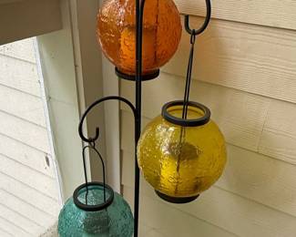 Mid-Century Style Three Globe Hanging Candle Lantern Floor Lamp