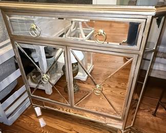 Hollywood Regency Style Mirrored Accent Cabinet
