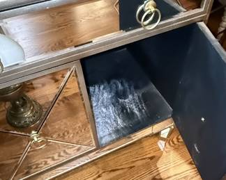 Hollywood Regency Style Mirrored Accent Cabinet