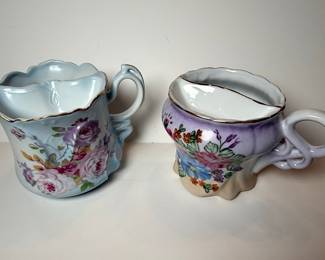 Nippon Style Hand Painted Floral Shaving Mugs
