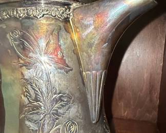 Victorian Silverplate Coffee Pot with Floral Repoussé