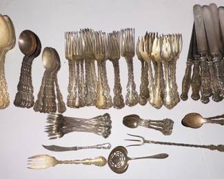 Whiting Manufacturing Co. Lily Pattern Sterling Silver Flatware Set