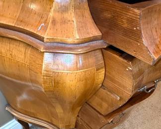 Italian Olive Wood Bombe Commode