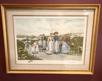 Jennie Brownscombe "Berry Pickers" After Etching by Jas. S. King