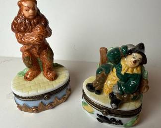 Midwest of Cannon Falls Wizard of Oz Cowardly Lion and Scarecrow Trinket Boxes