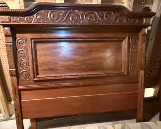 Renaissance Revival Style Carved Oak Bed Frame, Full Size