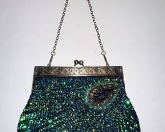 Peacock Beaded Clutch Evening Bag