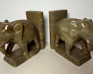 Soapstone Elephant Bookends Made in India