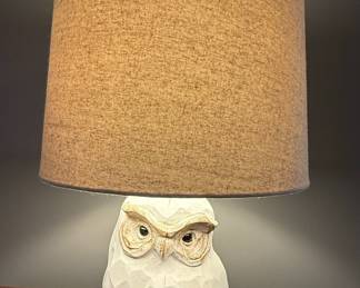 Wood Owl Table Lamp