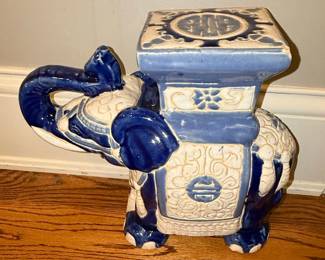 Pair of Vintage Chinoiserie Ceramic Elephant Plant Stands