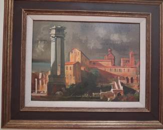 Rare mid century artist Adolf Konrad original oil on canvas. (See similar pieces)