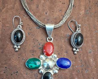 Huge sterling multistone pendant.