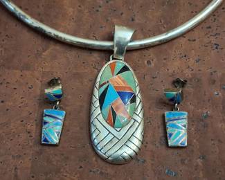 Carolyn Pollack multistone sterling pendant and ear rings