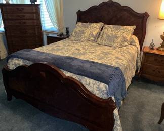 French Provincial Style Carved Mahogany Bed