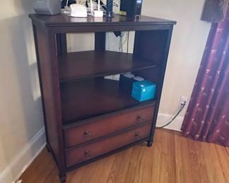 Traditional Style Two-Drawer Media Console with Open Shelves