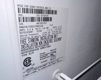 Kenmore 253.60722000 Upright Freezer