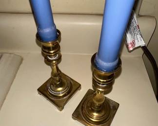 English Style Brass Candlestick Pair