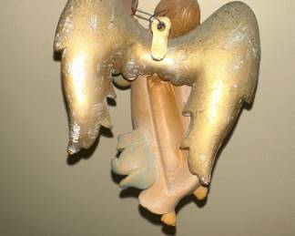 Vintage Italian Plaster Musician Angel Wall Plaques