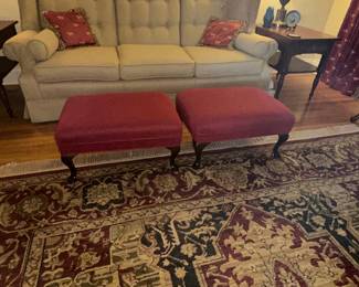 Queen Anne Style Wingback Chair and Ottoman